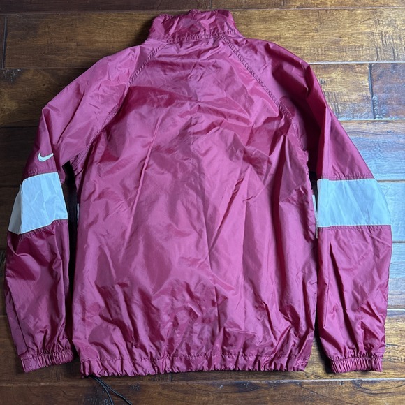 Nike Mens Maroon White Colorblock Full Zip Mesh Lined Windbreaker Jacket XS - Picture 3 of 9